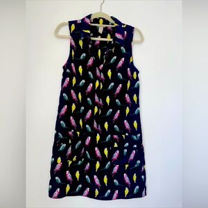 Banana Republic Navy Parakeet Dress Collar Size 6 Vintage Unique Front Pockets